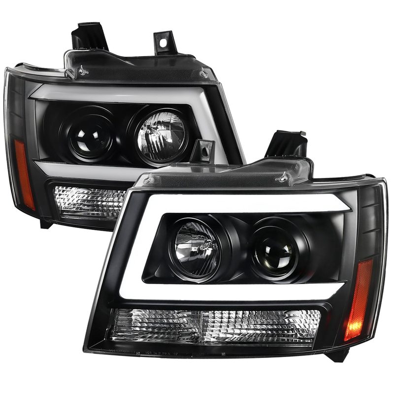 2007-2013 Chevy Avalanche/ 07-2014 Tahoe Suburban LED C-Bar Headlights -RS Black