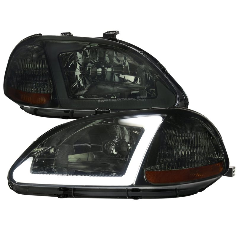 1996-1998 Honda Civic Coupe/Sedan LED Bar Factory Headlights Chrome/Smoke