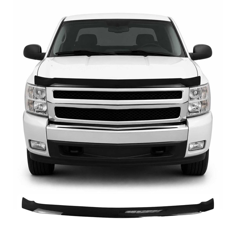 2007-2013 Chevrolet Silverado 1500 Front Bug Shield Hood Deflector 1 Pc Smoke Stick Install