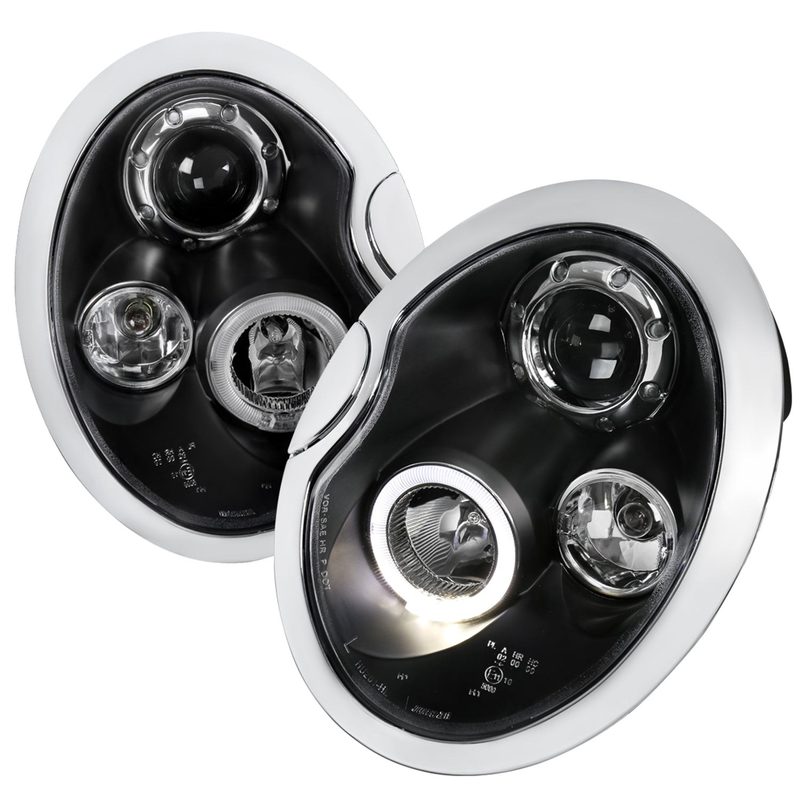 2002-2008 Mini Cooper R50 R53 R52 Single Halo Projector Headlights Matt Black