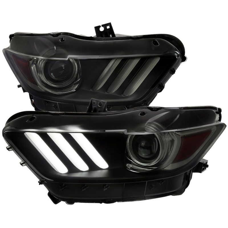 2015-2017 Ford Mustang HID/Xenon LED Turn Signal Projector Headlights Smoke
