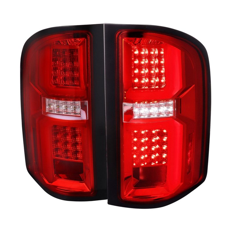2007-2013 Chevy Silverado 1500 2500HD/3500HD LED Tail Lights Bar Chrome/Red