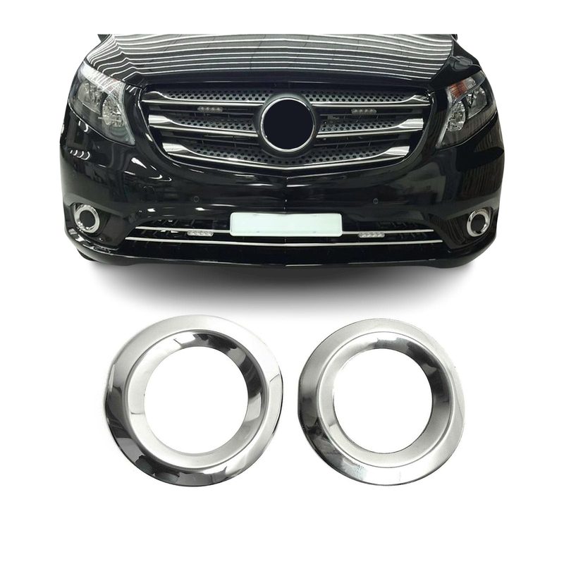 2016-2024 Mercedes Metris Fog Light Lamp Bezel Cover Stainless Steel 2Pcs