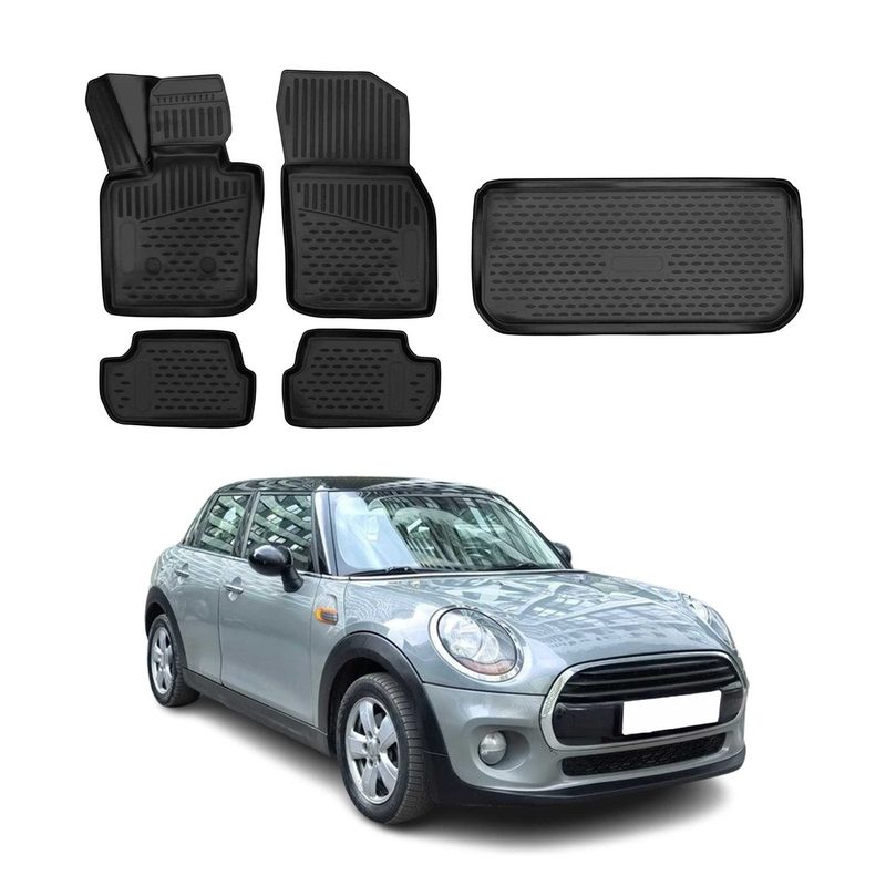 2014-2023 Mini Cooper Hardtop Floor Mats & Cargo Liner Full Set All Weather Black
