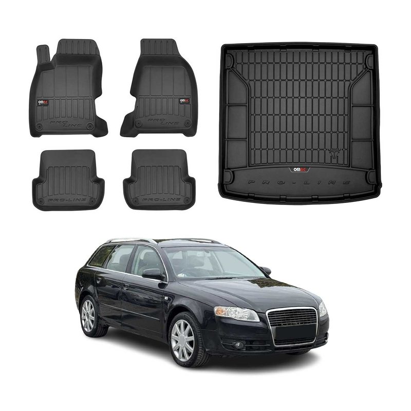 2004-2008 Audi A4 S4 A4 Quattro Wagon Premium Floor Mats & Cargo Liner Full Set All Weather Heavy Duty