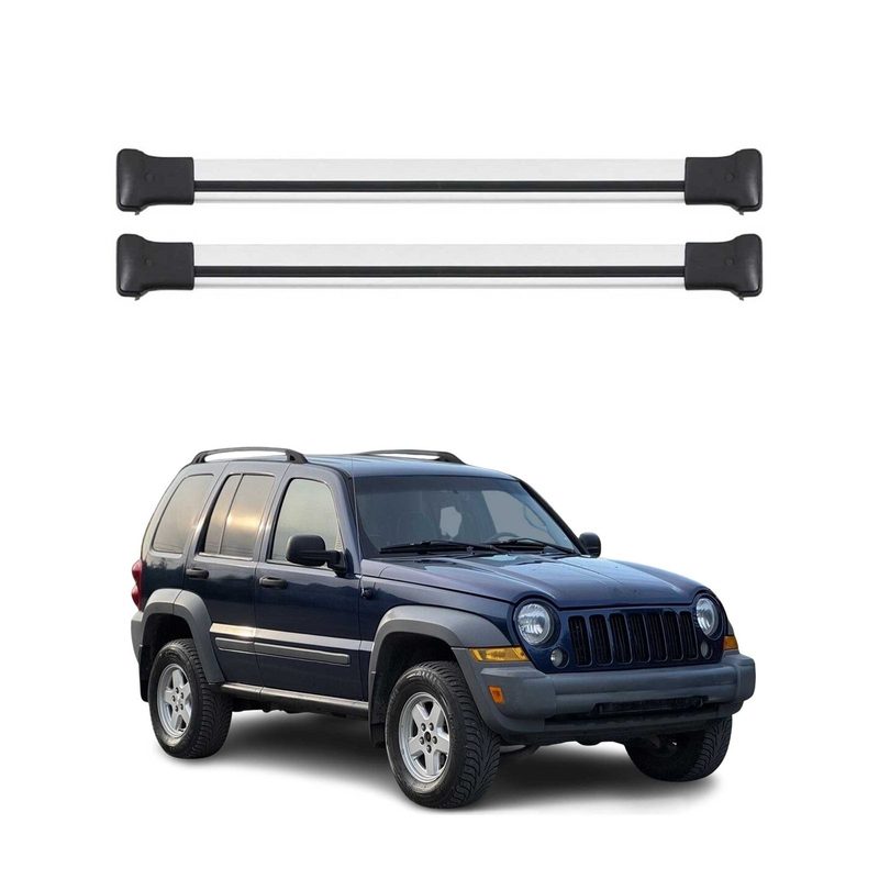 2002-2007 Jeep Liberty Roof Rack Cross Bars Silver
