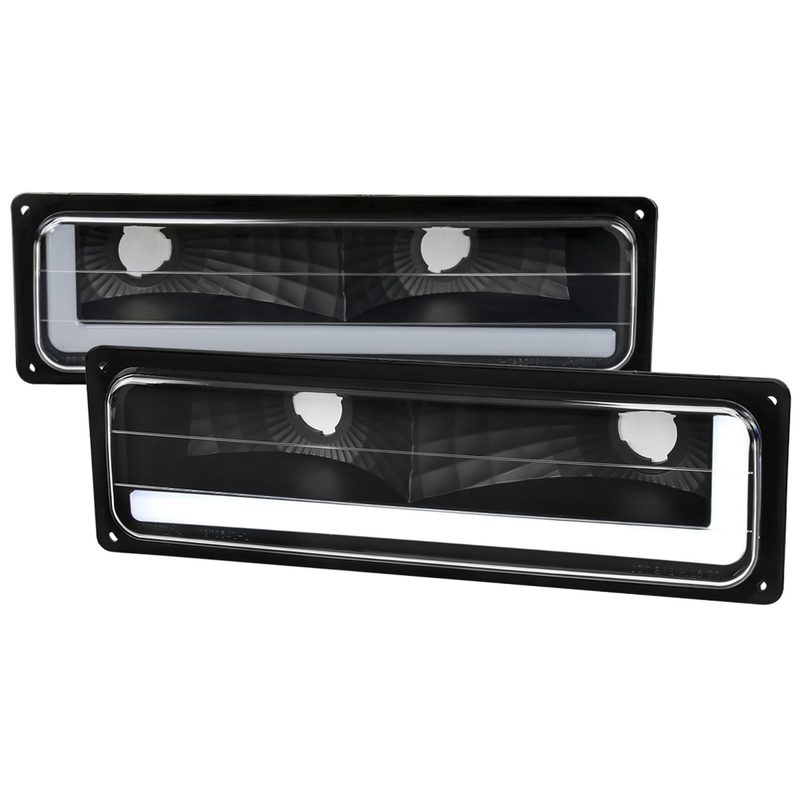 1988-1998 Chevy/GMC C10 C/K LED Strip Bumper Corner Signal Lights Matt Black