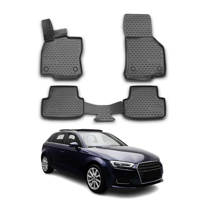 OMAC Floor Mats Liner for Audi A3 S3 8V 2013-2020 Sportback Black TPE 4x