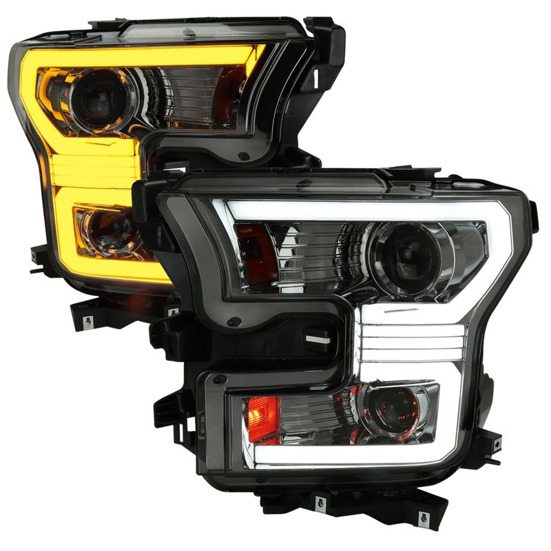 2015-2017 Ford F-150 LED Bar Projector Headlights Turn Signals Chrome / Smoked