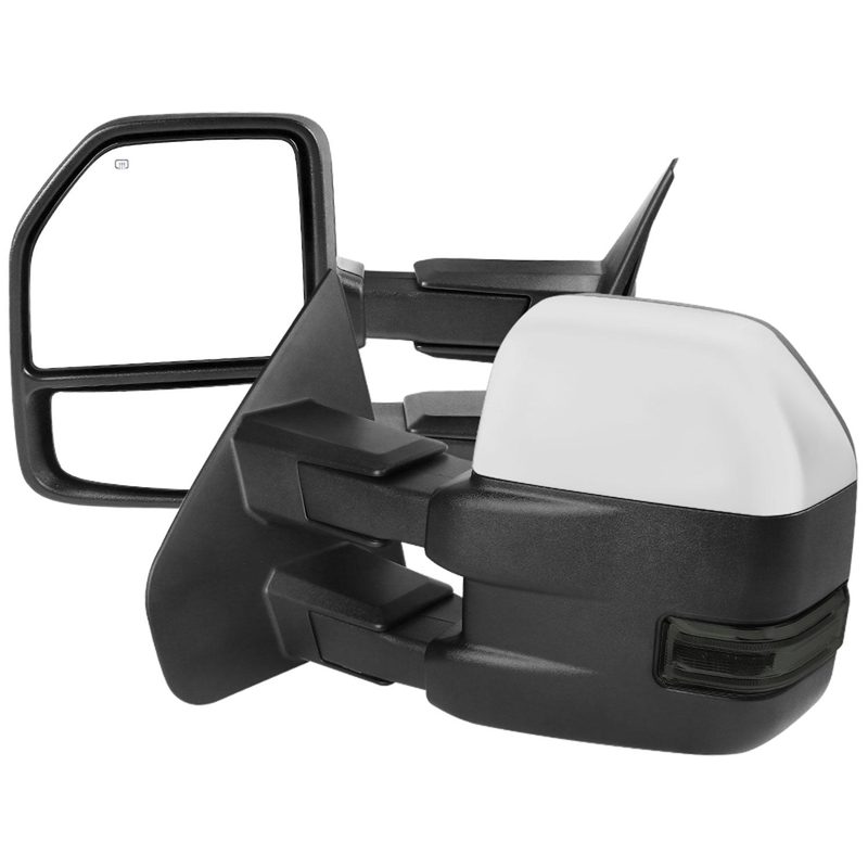 2007-2014 Ford F-150 Chrome Heated Towing Mirrors Smoke Turn & Puddle Lights