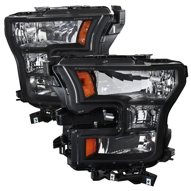 2015-2017 Ford F-150 Replacement Factory Style Headlights Matte Black/Clear