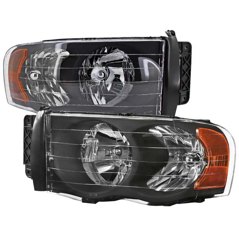 2002-2005 Dodge RAM 1500/ 2003-2005 RAM 2500 3500 Factory Headlights Matt Black