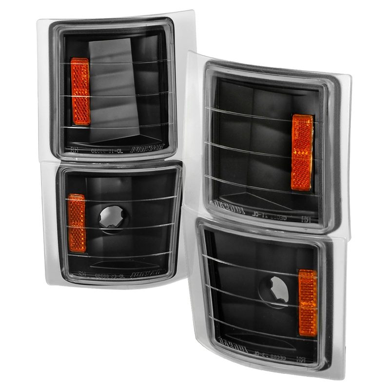 1994-1998 Chevy C/K Silverado/Tahoe Corner Lights Matte Black/Clear Lens