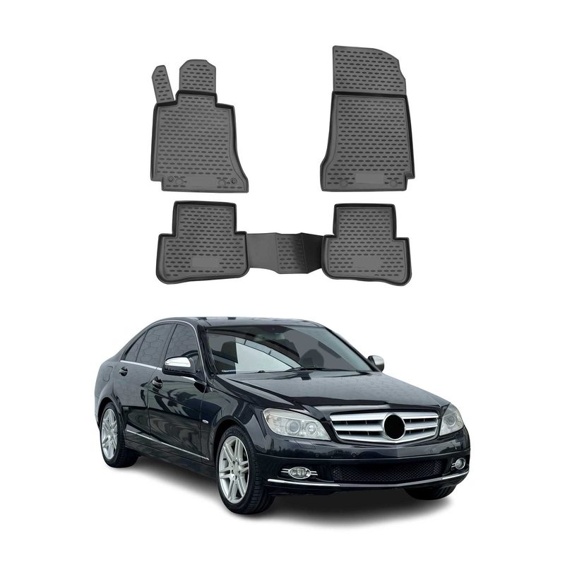 2010-2014 Mercedes C Class W204 S204 Floor Mats Liners Full Set All Weather Black