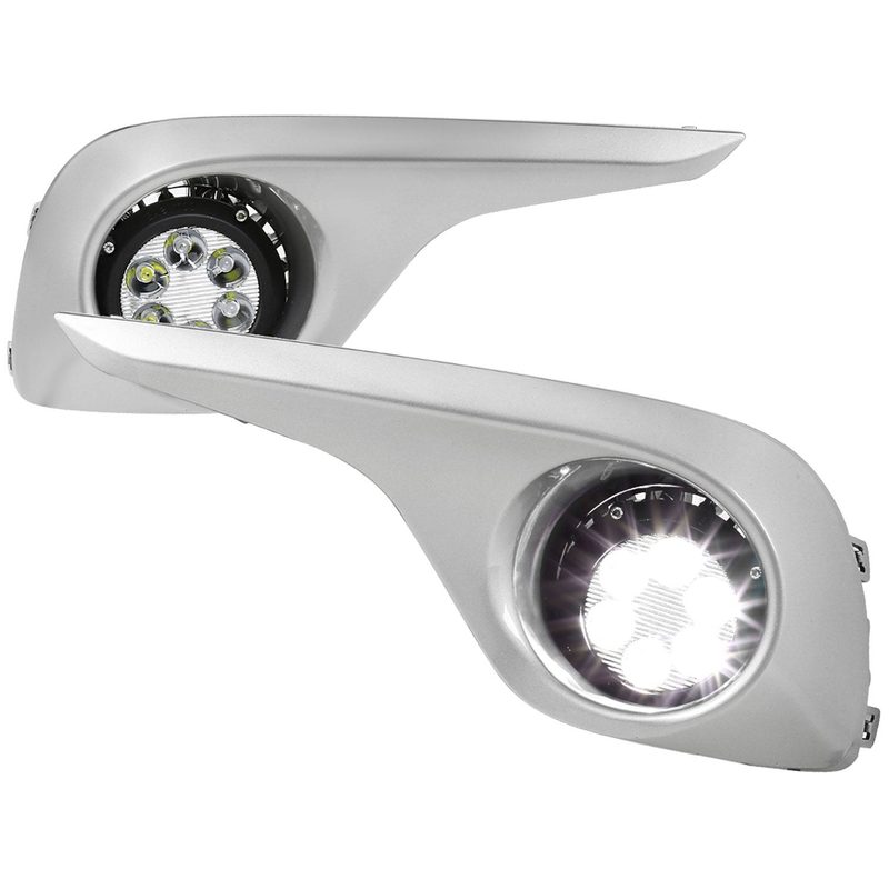 2011-2013 Toyota Highlander 6-LED Fog Lights Kit Chrome Housing/Clear Lens