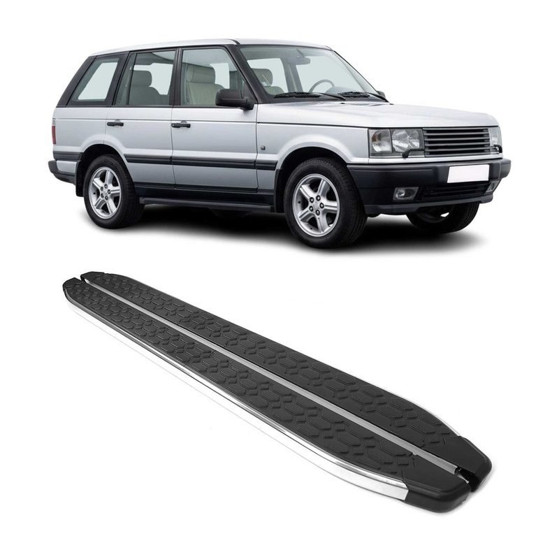 1994-2002 Land Rover Range Rover Running Boards Side Steps Silver & Black