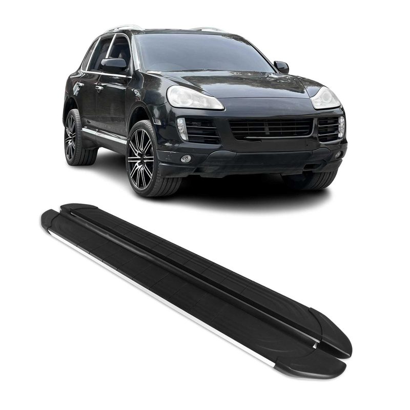2010-2017 VW Touareg Running Boards Side Steps Silver & Black