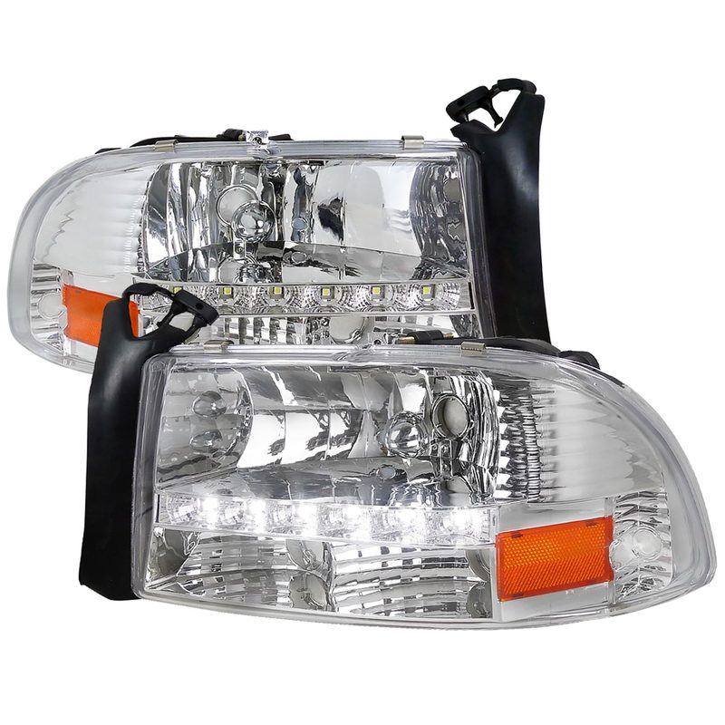 1997-2004 Dodge Dakota/ Durango LED Light Factory Crystal Headlights Chrome