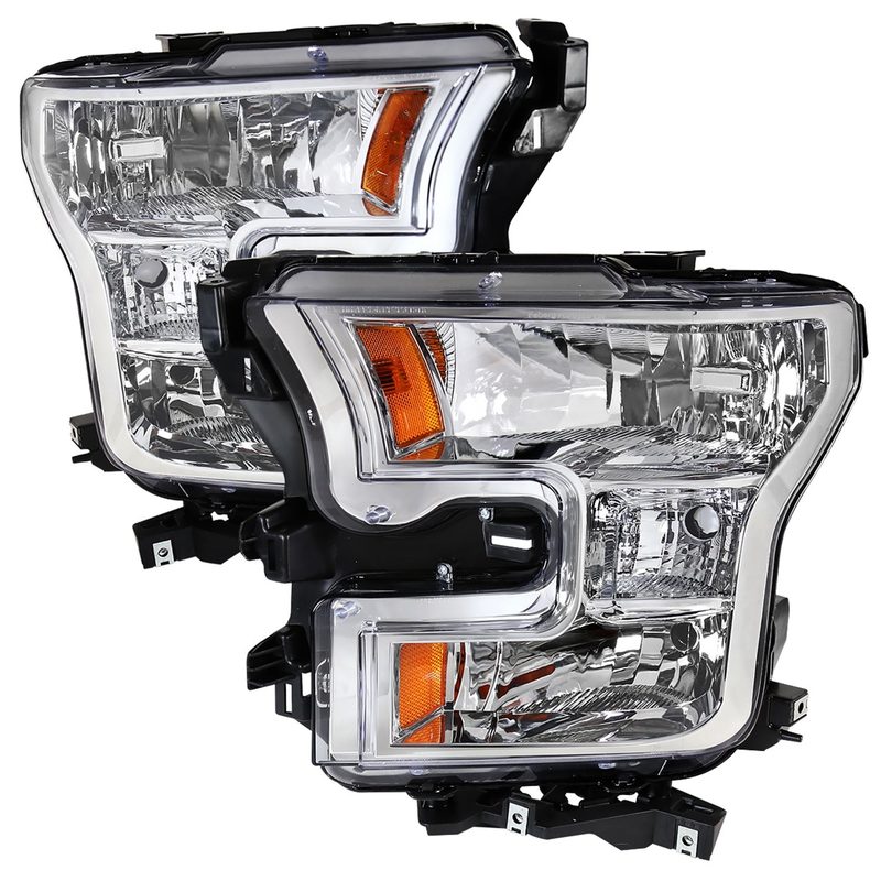2015-2017 Ford F-150 Replacement Factory Style Headlights Chrome/Clear Lens