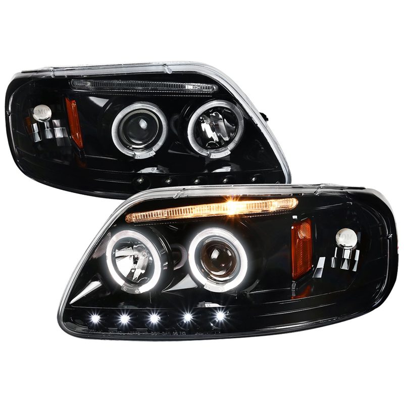 1997-2004 Ford F-150 / Expedition Dual Halo Projector Headlights Jet Black