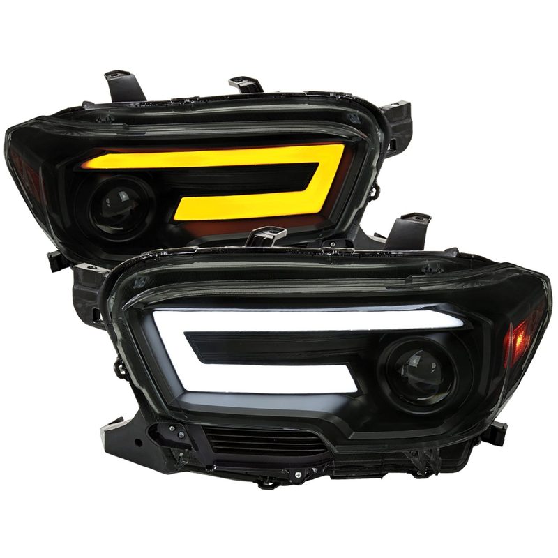 2016-2023 Toyota Tacoma Sequential LED Bar Projector Headlights Black/Smoke